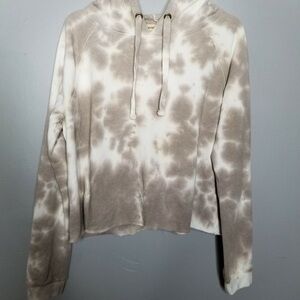 Grey&White tie dye cropped hoodie